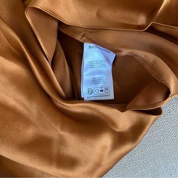 NWT Reformation Daniela Silk Maxi Dress Gown - Copper Party Cocktail Event - Picture 8 of 9